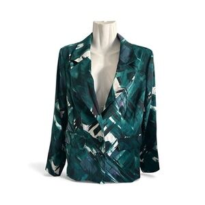 Cato Teal and White Patterned Blazer